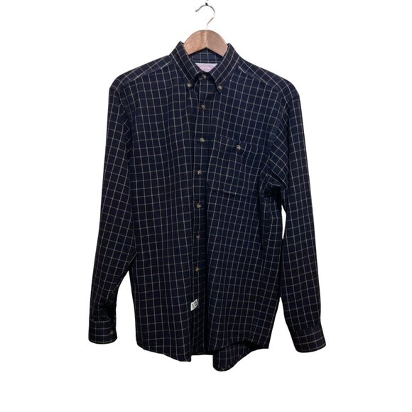 Vintage C.C.FILSON Mens Button-Down 100% Wool Shirt Blue Tan Plaid Sz L - Picture 2 of 9